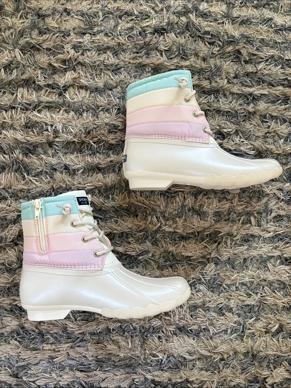New Perry Saltwater Duck Boots Pastel Multi Youth 5M EUR 37 Fit US Women’s 6 UK4